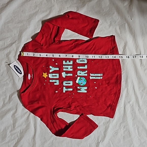 Old Navy Long-Sleeve JOY TO THE WORLD!! Red Graphic Tee Toddler Girls 3T New - Picture 9 of 11